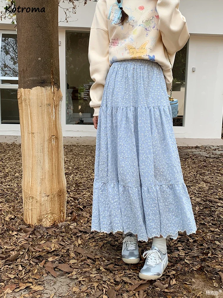 

Women Floral Skirts Beach Casual Holiday Sweet Girls Midi Skirt Aesthetic Streetwear High Waist All-match Ulzzang Simple Faldas