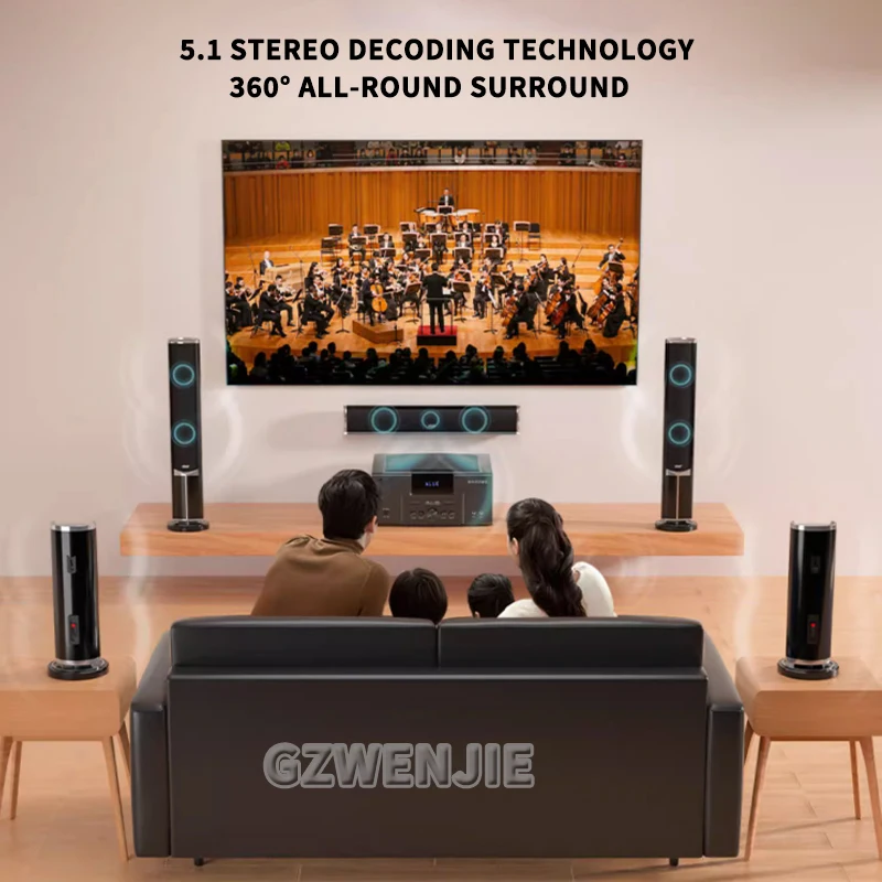 TV ad alta potenza da 8 pollici Soggiorno KTV Altoparlante Bluetooth 4.0 Suono stereo Altoparlante subwoofer 5.1 Sistema home theater Set audio 4Ω