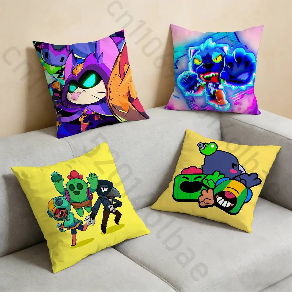 

S-Stars L-Leon Game Pillow Case Anti-dustmite Pillowcase Invisible zipper silky short plush Sofa cushion cover