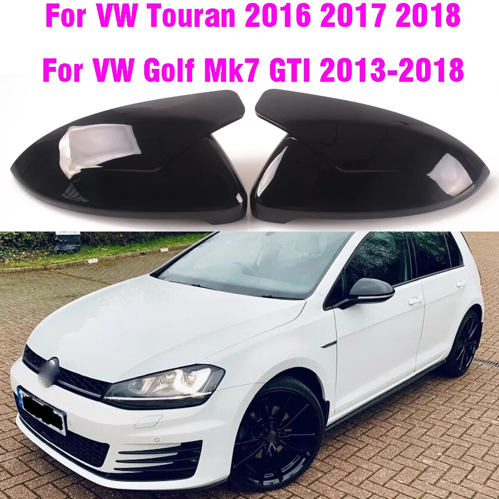 

Bright Black Side Rearview Mirror Cover For VW Golf GTI 7 Mk7 2014 2015 2016 2017 2018 Touran