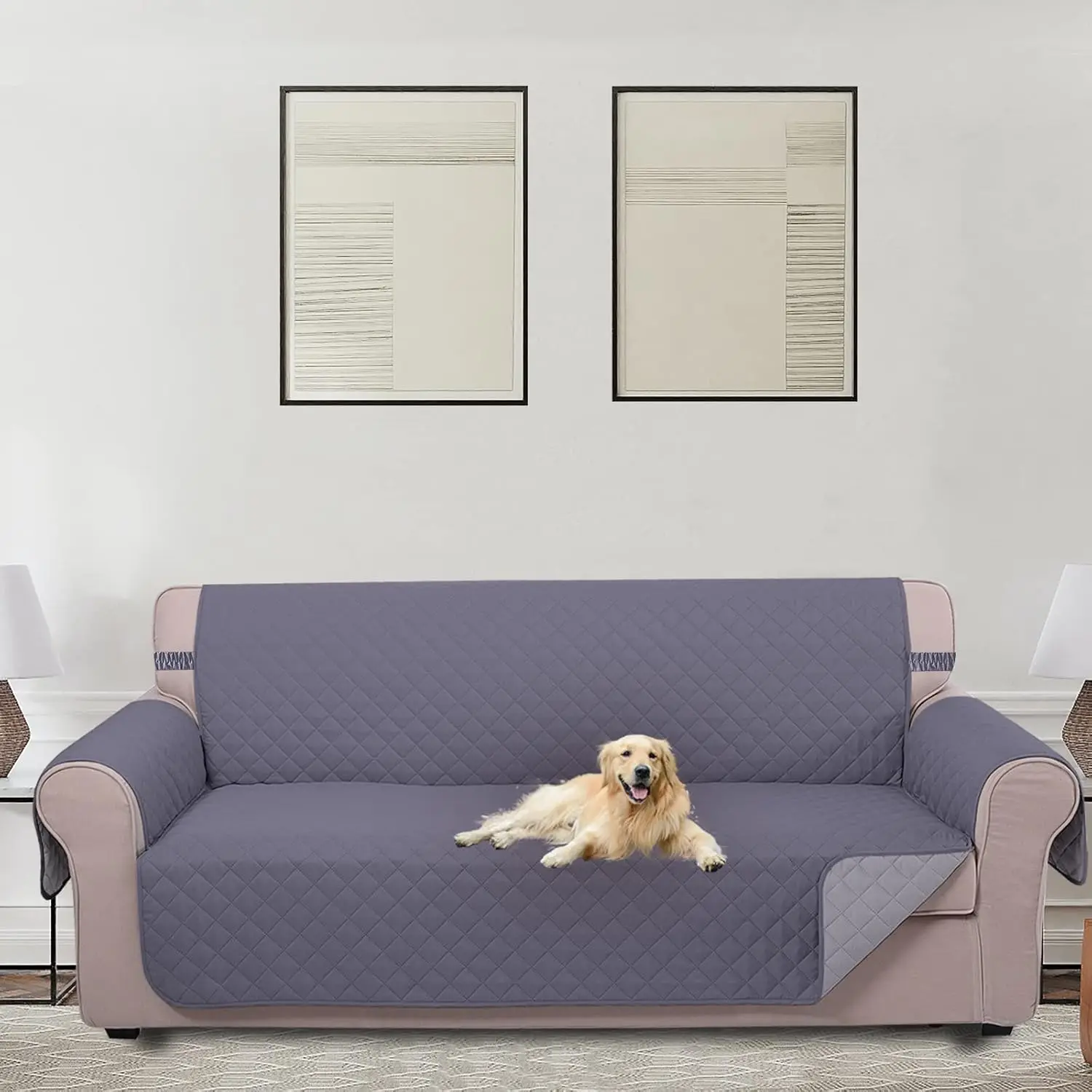 

Reversible Sofa Cover Washable Couch Cover For Dogs With Elastic Straps Water Repellent Furniture Protector Couch Cover For 3