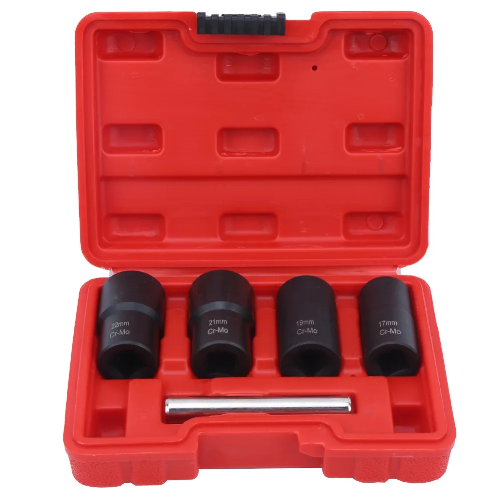 5pcs 6-Point Sockets Nut Extractor Socket Set Metal Construction Ergonomic Grip Design Bolt Remover Socket Tool
