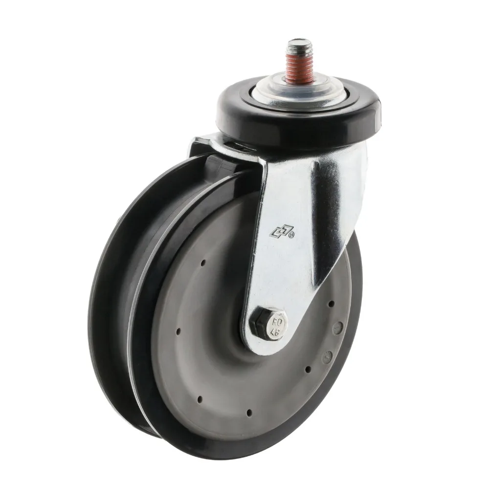 125mm PU wheel escalator caster 2 blades wheel hopping trolley caster mute  with ball bearing widely use 4