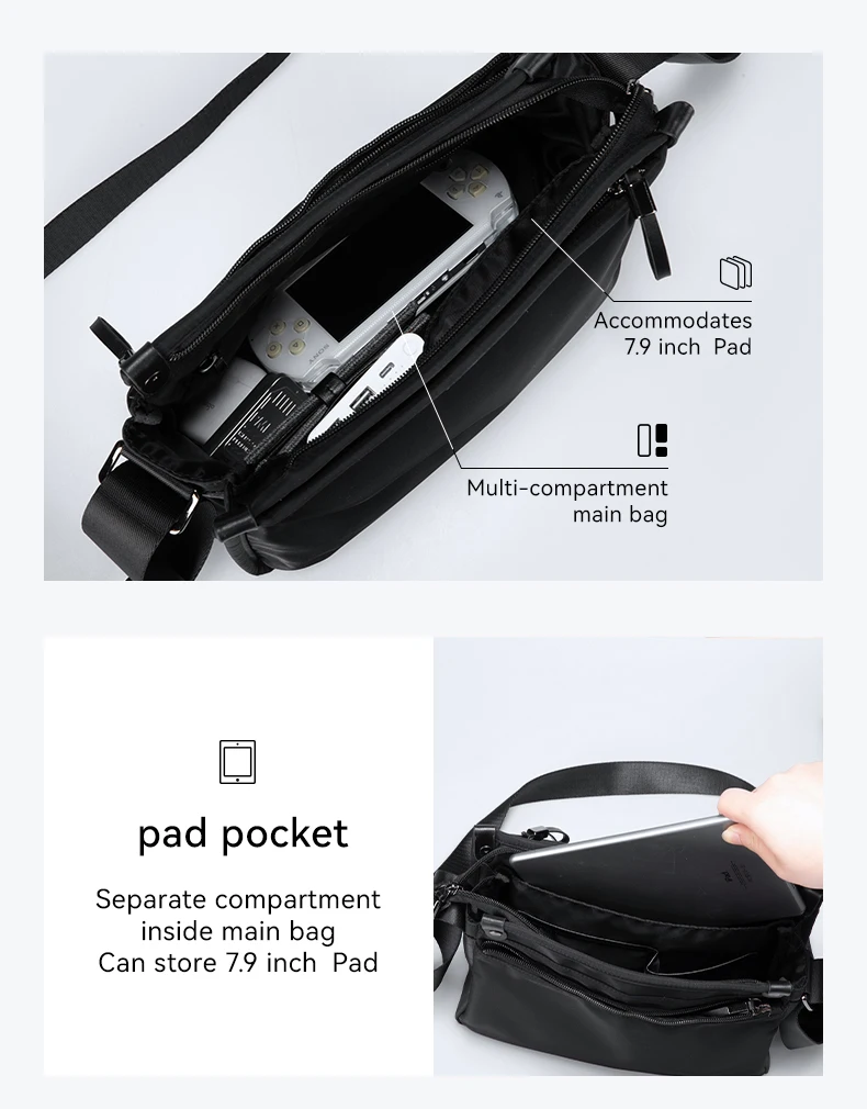 MARK RYDEN Umhängetasche aus Nylon-Oxford mit 7,9-Zoll-Pad-Tasche für den täglichen Weg zur Arbeit – Detail 5