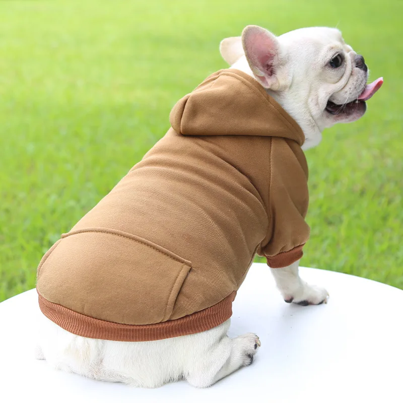 Dog Hoodies Solid Color Sweatshirts with Pocket Pet Pullover Coat Spring Autumn Clothes for Small Dogs, Puppy Cat Sport Costume