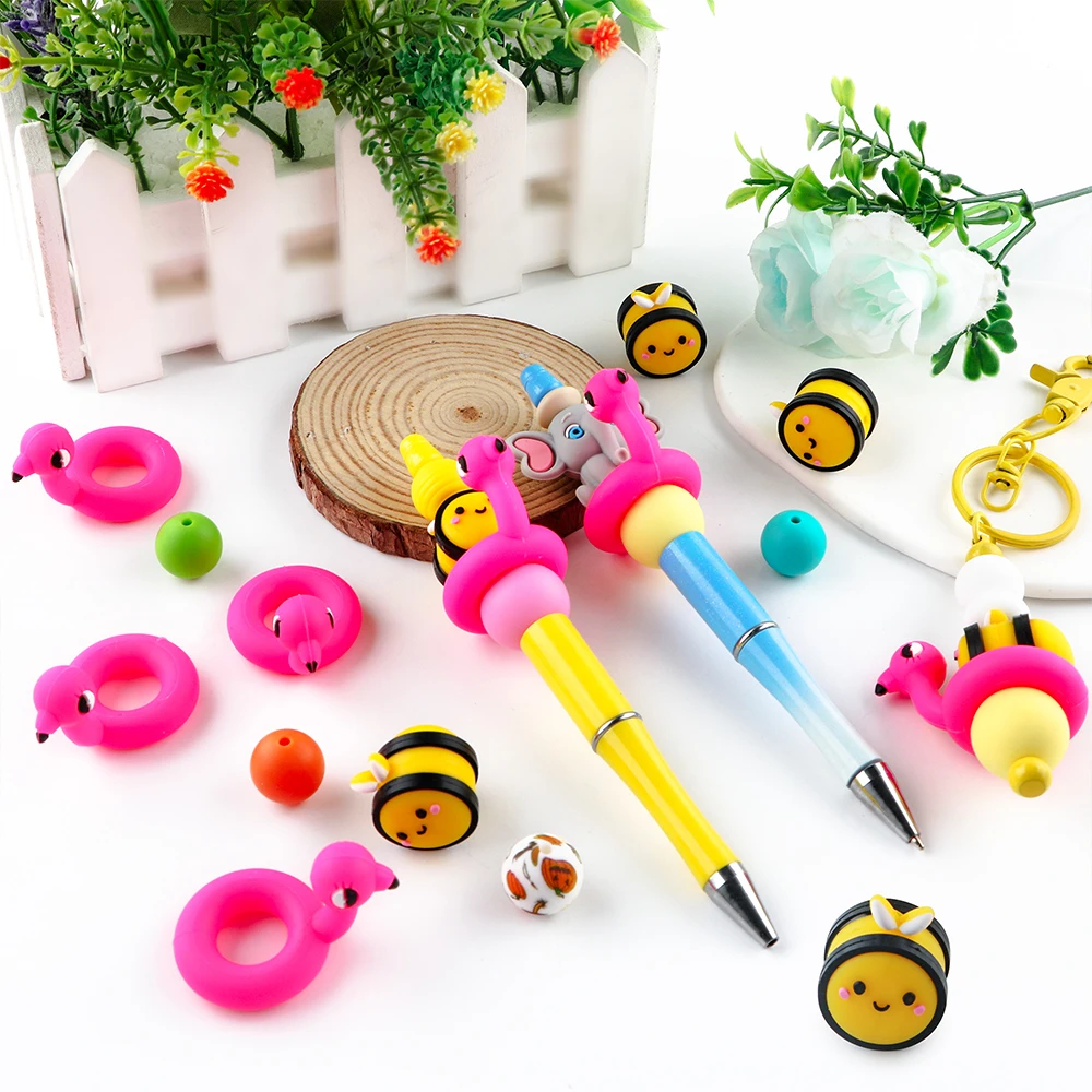 Kovict 5/10Pcs New 3D Animals Silicone Focal Beads For Jewelry Making DIY Necklace Bracelet KeyChain Handmade Accessories