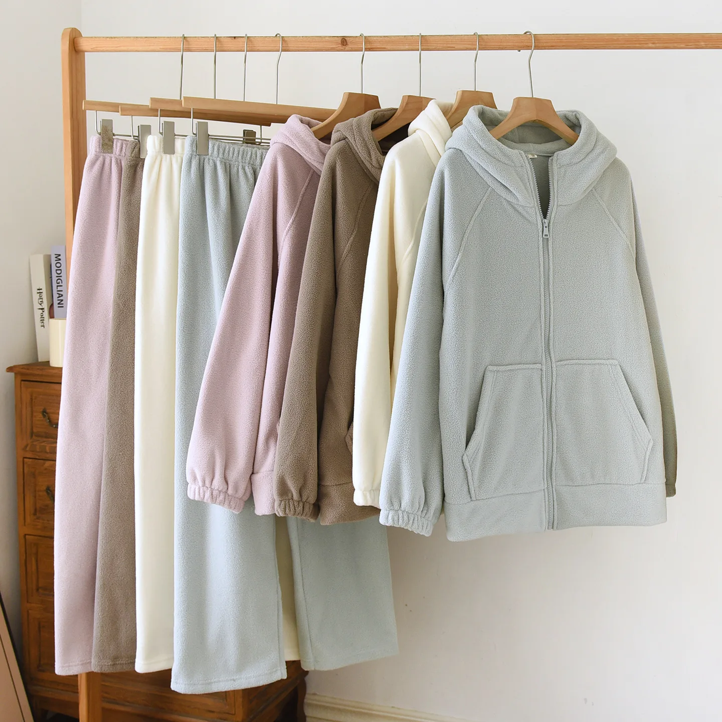 

Hooded Collar Winter Pajamas Trouser Sets Flannel Warm Couple Sleepwear For Sleeping pyjama Set Woman Nightwear Pijama