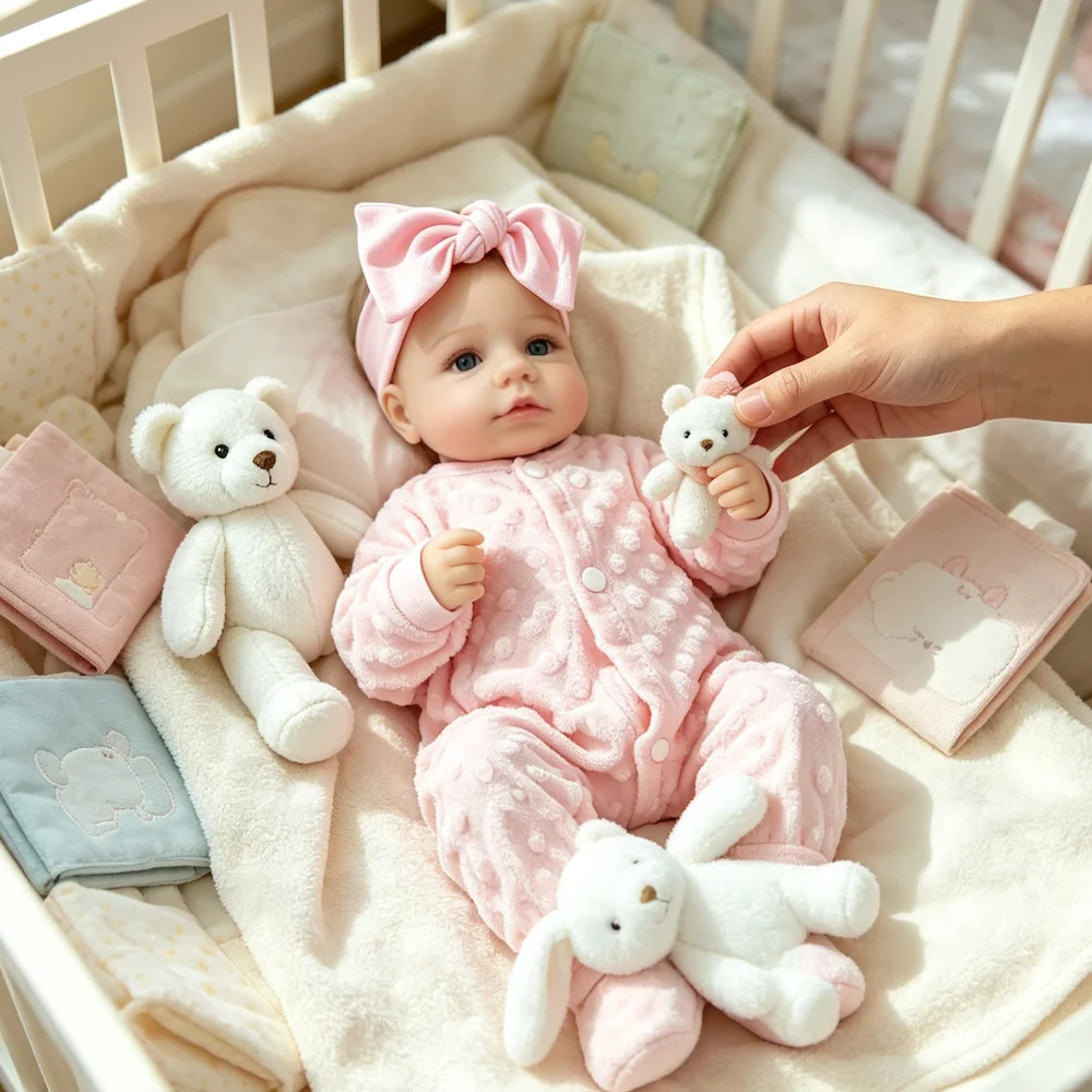 2 Options 20 Inch LouLou Open Blue Eyes Reborn Dolls 3D Painted Skin Realistic Newborn Doll For Pretend Play & Collection Gift