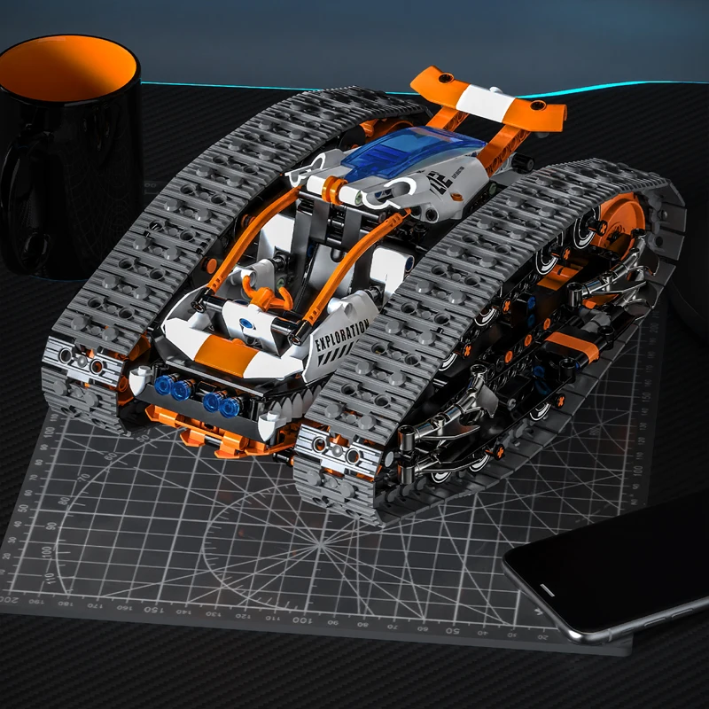 재고 있음 MOC 테크니컬 RC 듀얼 트랙 스포츠카 블록 조립 모델 DIY 장난감 소년용 크리스마스 선물 세트