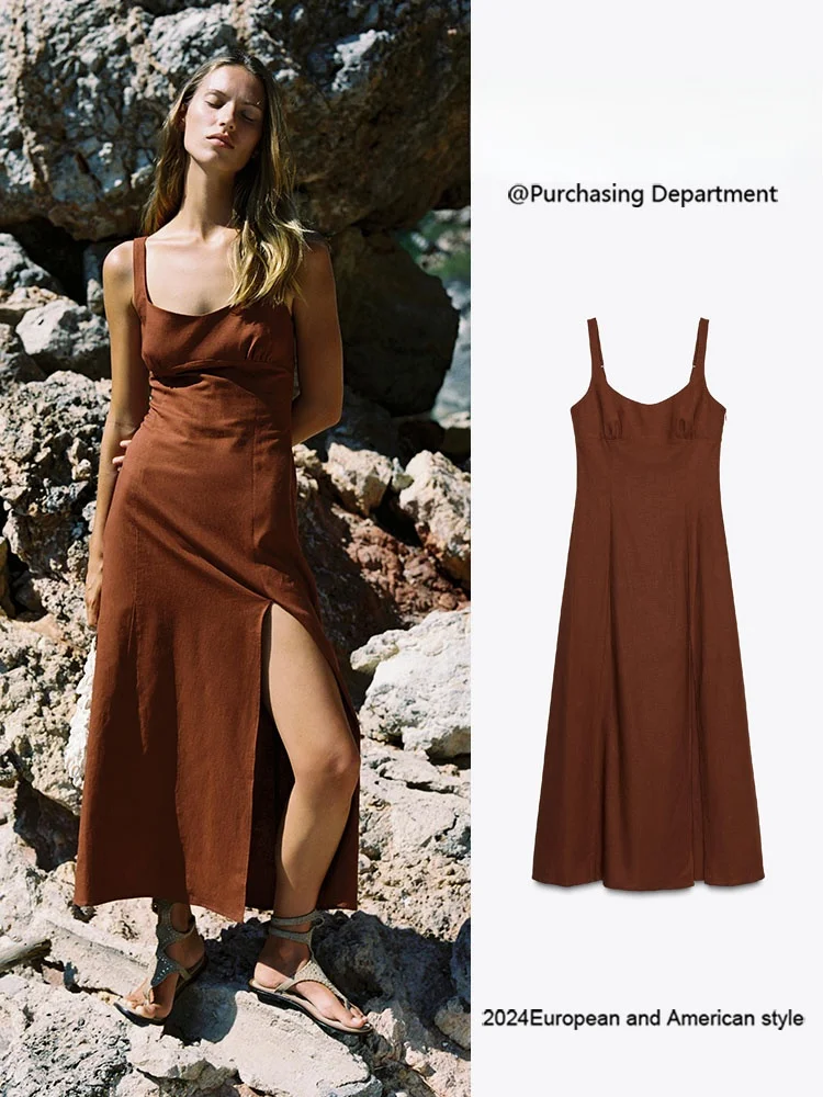 

Comfortable Fashionable Sleeveless Midi Dress Women's New Arrival Summer 2025 Gown with Strap Elegant Style Casual Wear