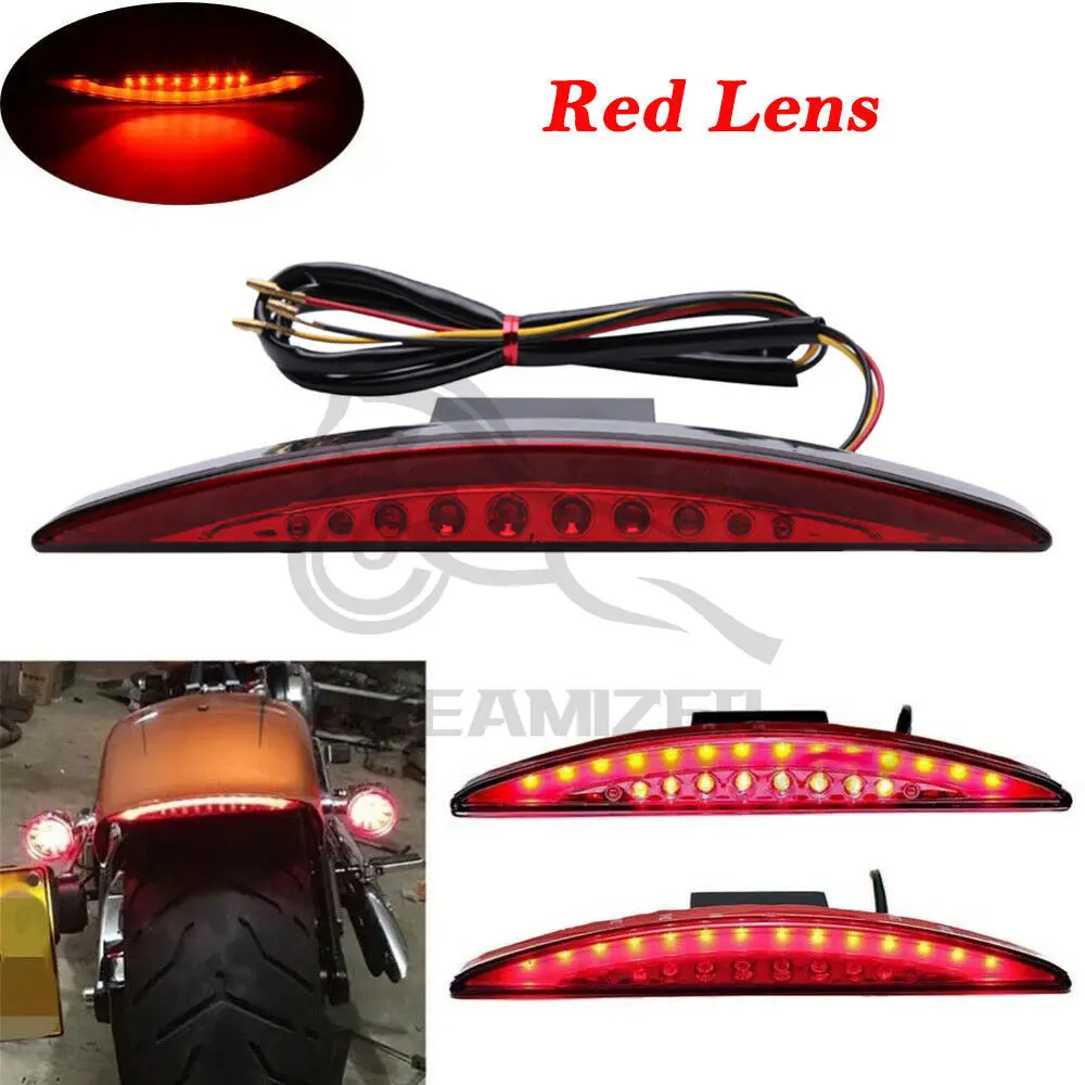 Red LED Brake Tail Light For Bike Motocycle Touring Sportster XL 883 1200 Cafe Racer Rear Fender Edge Taillight