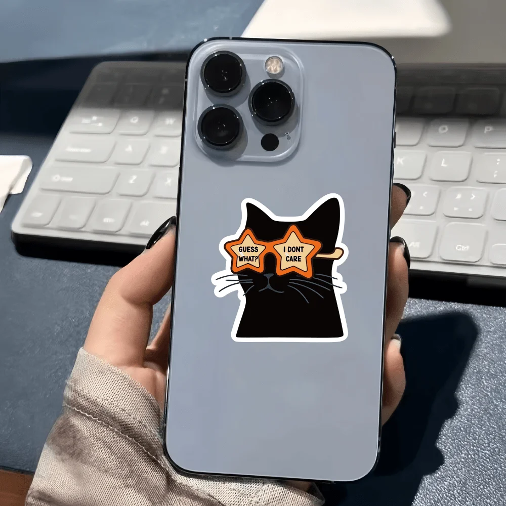 Orange star glasses black cat, used to attack people or express one's own mentality, suitable for laptop decoration