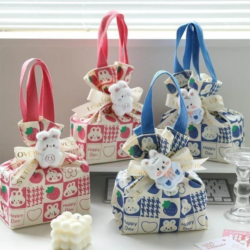 10/20Pcs Cute Cartoon Gift Bags with Handles Large size Canvas Bag Baby Shower Party Favors Packaging Bag for School Banquet