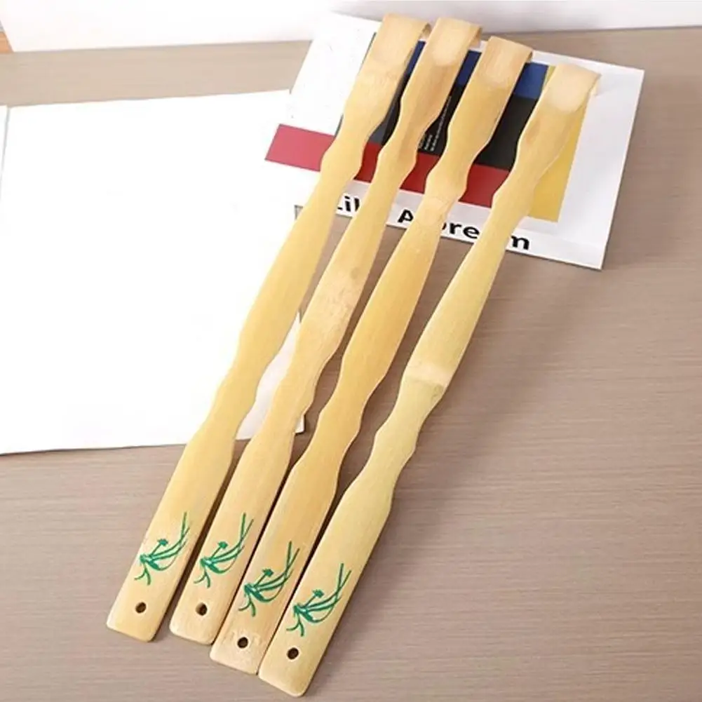 

Bamboo Back Itch Scratcher Eco-Friendly Natural Wood Portable Itch Relief Tool Orchid Carving Two-Wheel Design for Home Tra R9O9