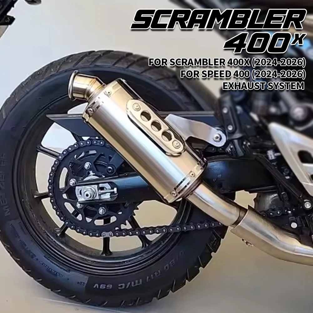 For Speed Scrambler 400X 2024-2025 Motorcycle Exhaust Systems Front mid Link Pipe Muffler Scrambler 400x