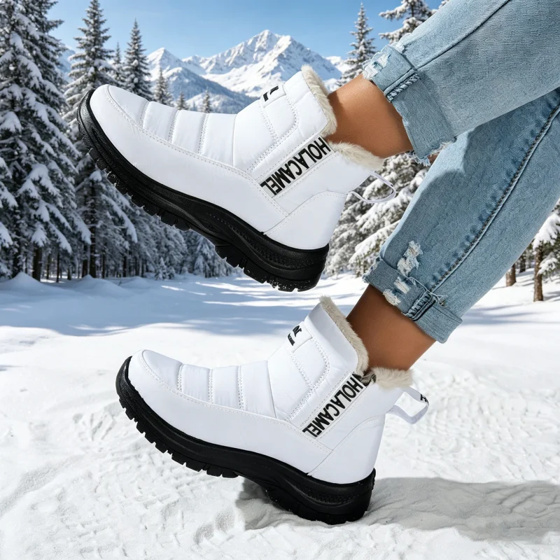 Women's snow boots with thick fleece, warm and waterproof cotton boots, outdoor leisure sports hiking boots