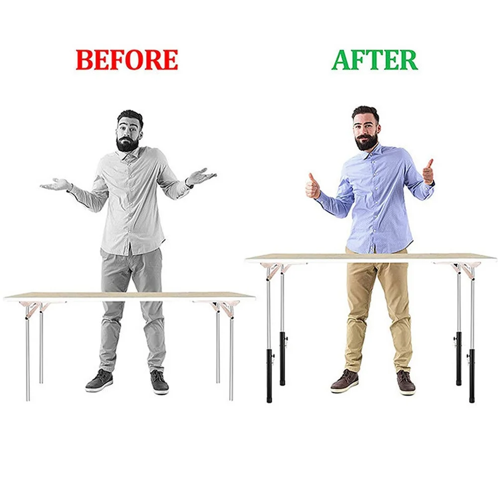 4pcs Adjustable Table Leg Extenders Heavy-Duty Thick Steel Anti-Slip Feet For Folding Dining Desk Curved Legs Height Riser