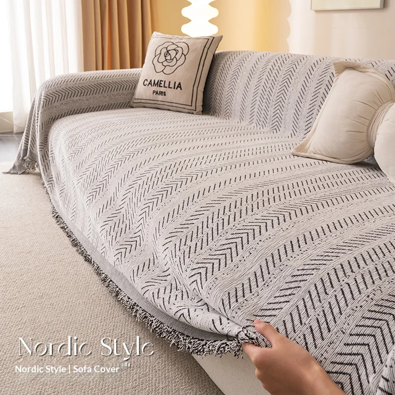 Home Sofa Covers Design Fishbone Pattern 3 Seater Full Set Anti Cat Scratch Non Slip Sofa Blanket Sofa Covers for Living Room