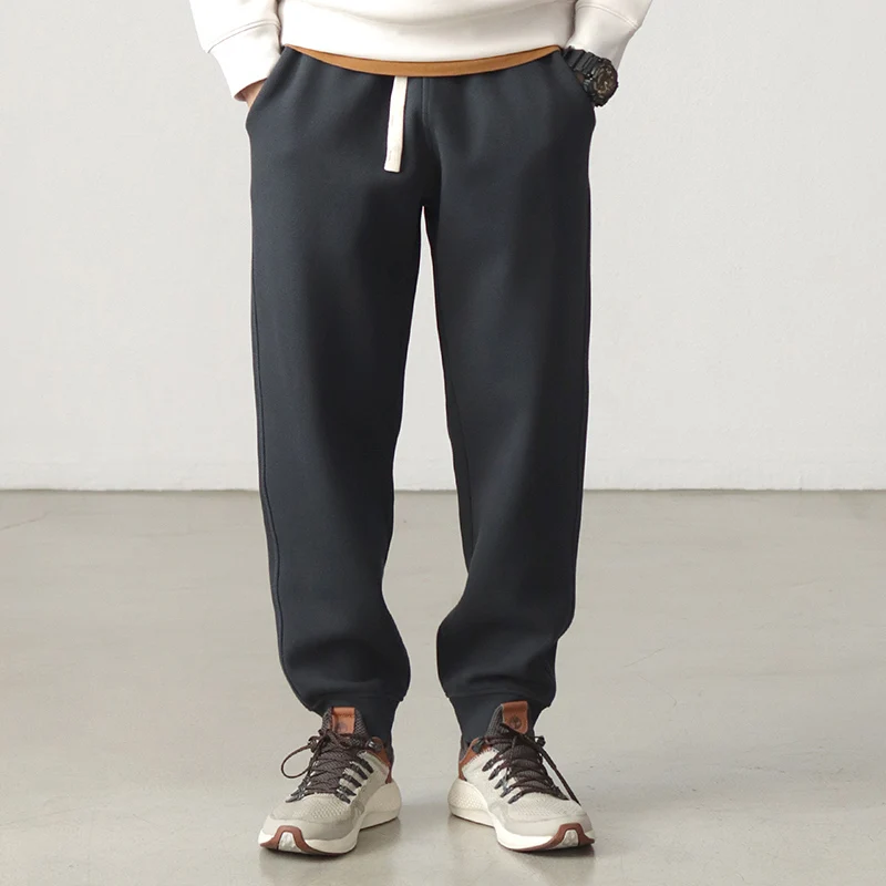 

Heavyweight Knitted Me Cuffed Sweatpants Bla American Sle Retro Dstring Loose Conical Casual Sports Men's Pants