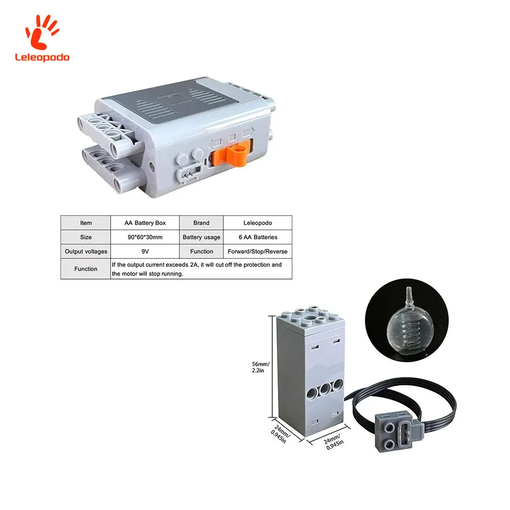 Pulverizador de escape eléctrico, marca DIY, accesorios de juguetes para coches, funciones de potencia MOC, caja de batería AA 8881, piezas técnicas, bloques de construcción