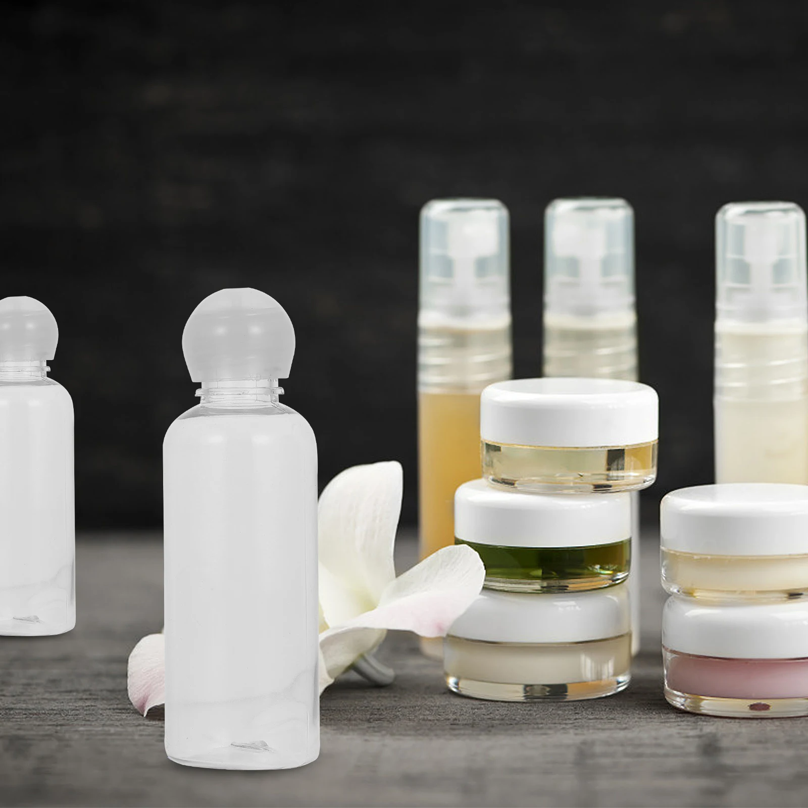 

15pcs 50Ml Refillable Plastic Sub Bottles Mushroom Design Travel Shampoo Toner Lotion Storage Reusable Lightweight