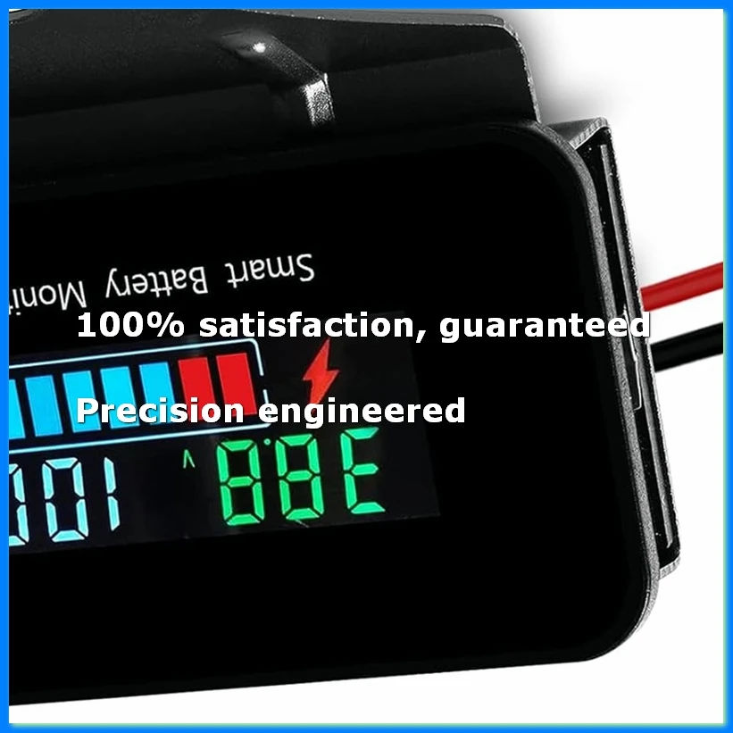 IPX7 Waterproof Battery Monitor with Bracket 7-100V,Car Motorcycle Golf Cart Battery Meter Buzzer Alarm & Temperature-DTB1