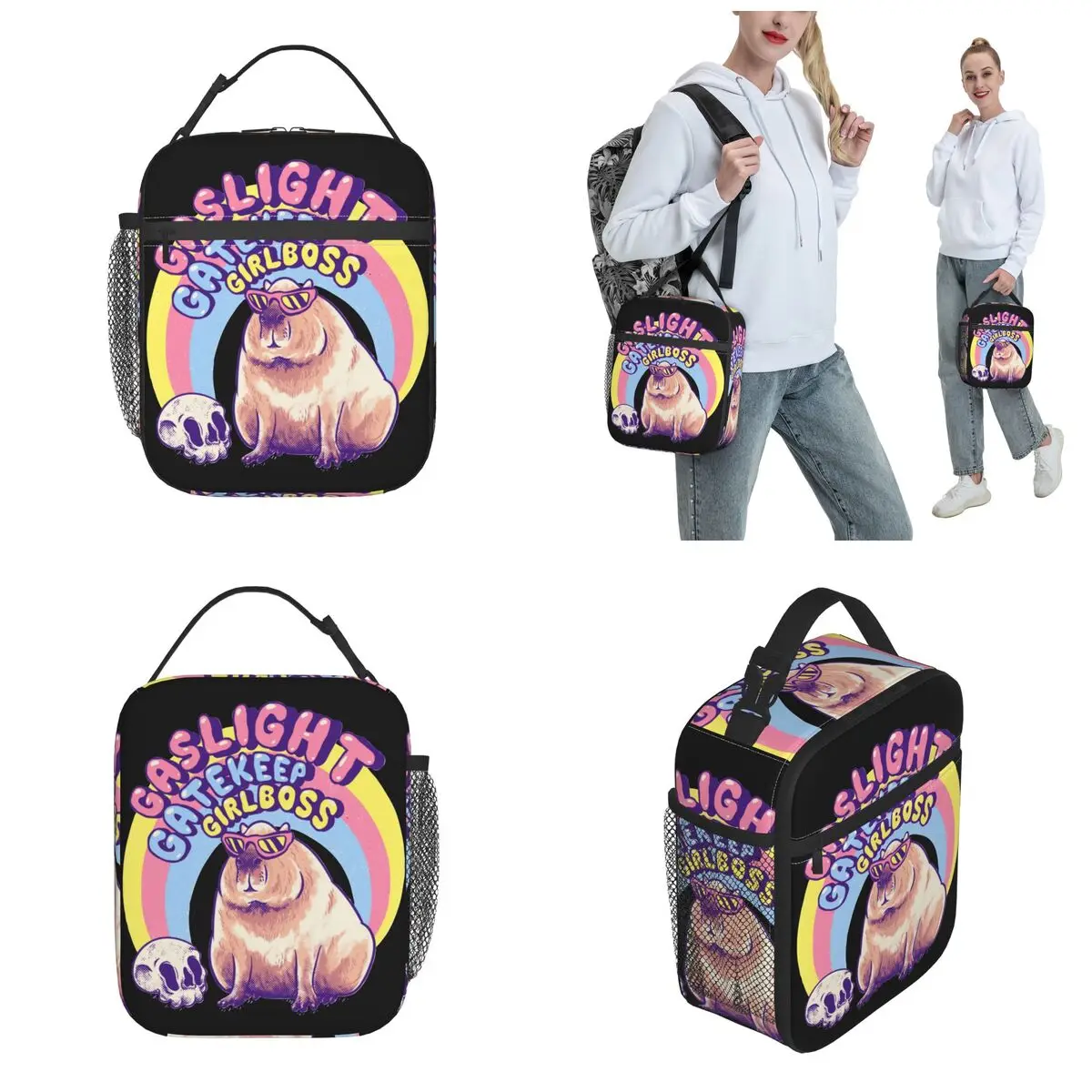 Cool Capybara Sunglasses Insulated Lunch Bag cute Capybara Food Container Bags Portable Cooler Thermal Bento Box For Work