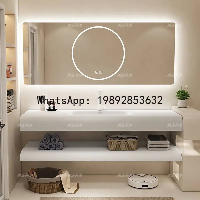 

i5.11 Skin Sense Integrated Basin Hotel Wind Arc Bathroom Cabinet Combination Upper and Lower Floor Wash Basin Face Wash Sink