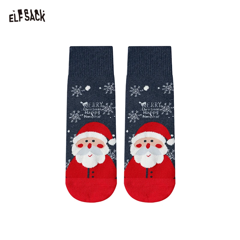 

ELFSACK 2025, новые зимние носки до щиколотки с рисунком Санта-Клауса и пряничного человечка для женщин