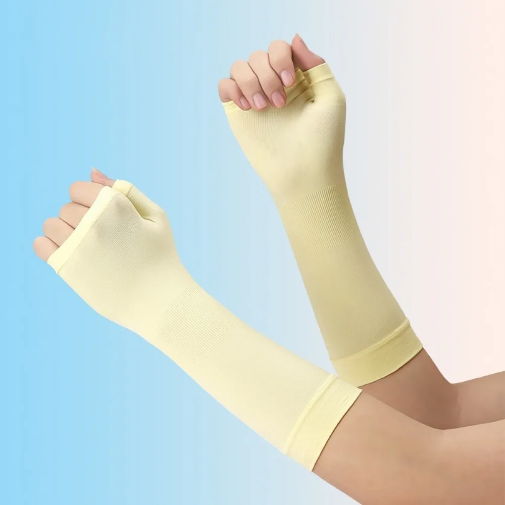 

New Elastic Sunscreen Gloves Solid Color Anti-UV Ice Silk Gloves Touch Screen Ultrathin Fishing Gloves Summer
