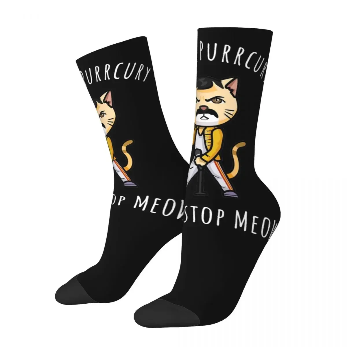 Fashion Men's Socks Hip Hop Don't Stop Meow Sock Singing Cat Sport Women's Sock Spring Summer Autumn Winter