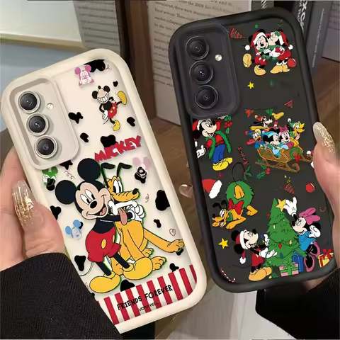 Case for Samsung Galaxy S25 S24 S23 Ultra S22 S21 Plus FE 5G A54 A34 A14 A73 A53 A33 5G Disney Christmas Mickey Minnie Silicone