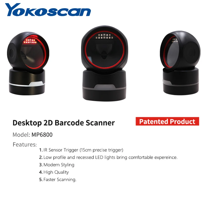 Imagem -02 - Custo-eefective Highgrade Luz Anel Desktop Omni-direcional Hands 1d 2d qr Scanner de Código de Barras Usb Rs232 para o Supermercado Mp6800