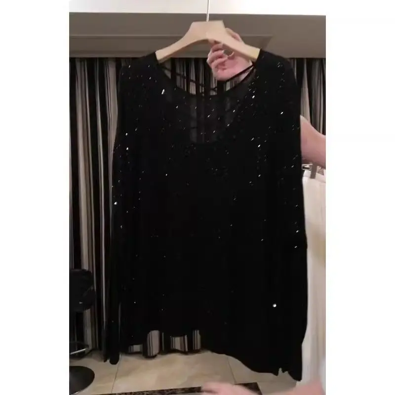 Lightweight Breathable Shiny Cool Sunscreen Shirt New Summer Top Fashionable Loose Slimming T-shirt