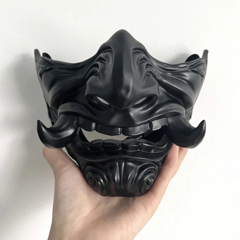 Cafele Japanese Hannya demon mask ghost Oni samurai Noh Kabuki half face prajna resin mask adult unisex Halloween cosplay props