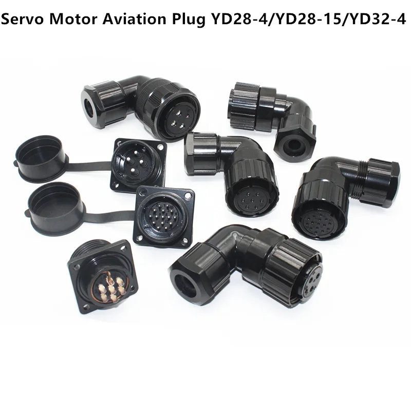 Servo Motor Aviation Plug YD28-4/YD28-7/YD28-15/YD32-4 4Pin 7Pin 15Pin Bend Head Base Plug