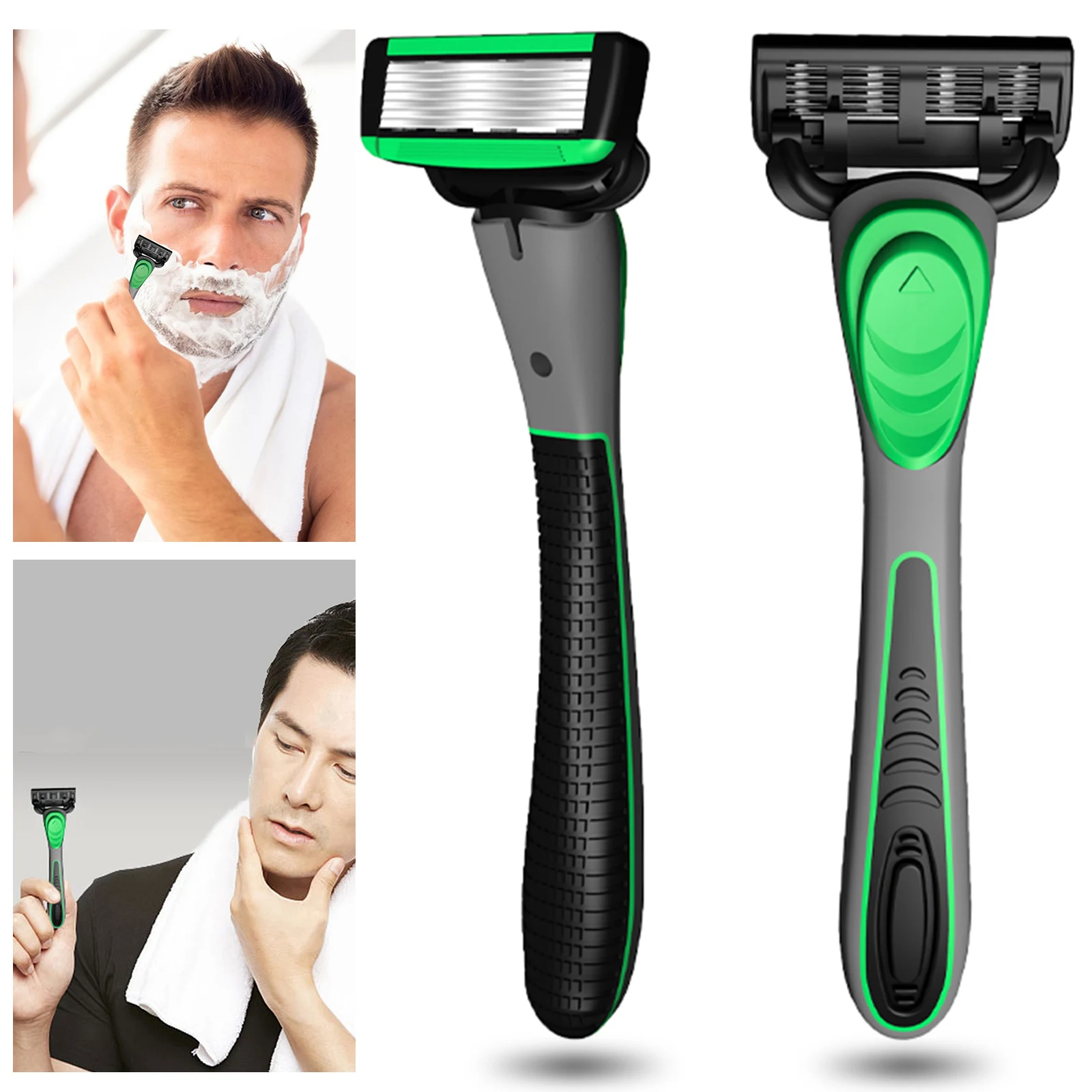 Men's 7-Layer Manual Razor Shaving Razor Set with Replaceable Blades Skin-Friendly Hair Removal Knife