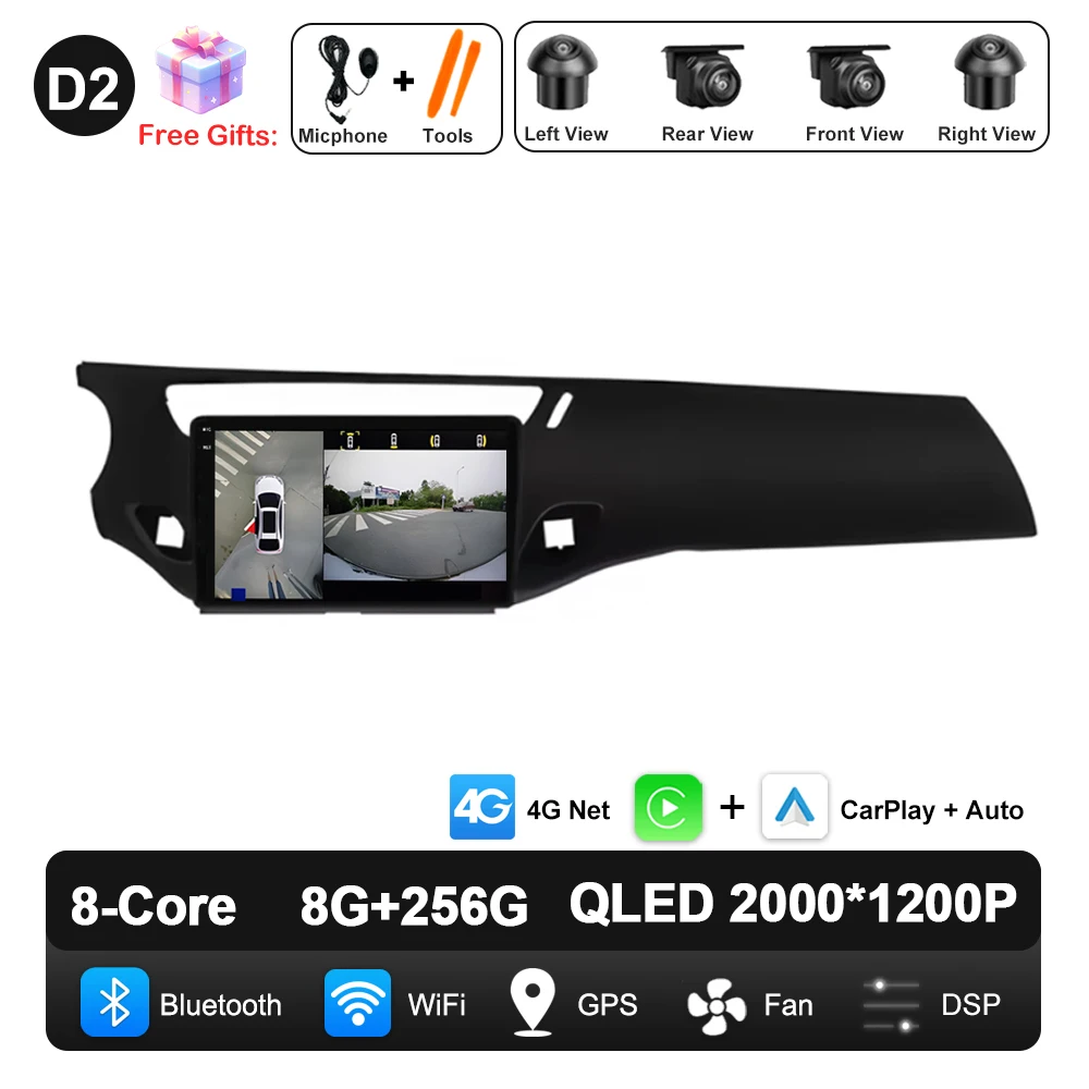 QLED Scherm Android Auto Carplay Voor Citroen C3 DS3 2010-2016 Autoradio Video Multimedia Speler WiFi GPS Navigatie DSP Stereo