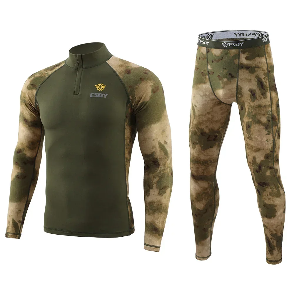 Men's Thermal Underwear Set Fleece Lined Cycling Sportswear Camouflage Design Outdoor Activity Jacket From Mainland China