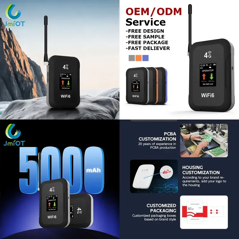 JIMI 5000mAh Battery Pocket Wifi Universel MiFis Portable 4G Card Hotspot Pocket WiFi 6 Router LTE WiFi ESIM VSIM 300Mbps