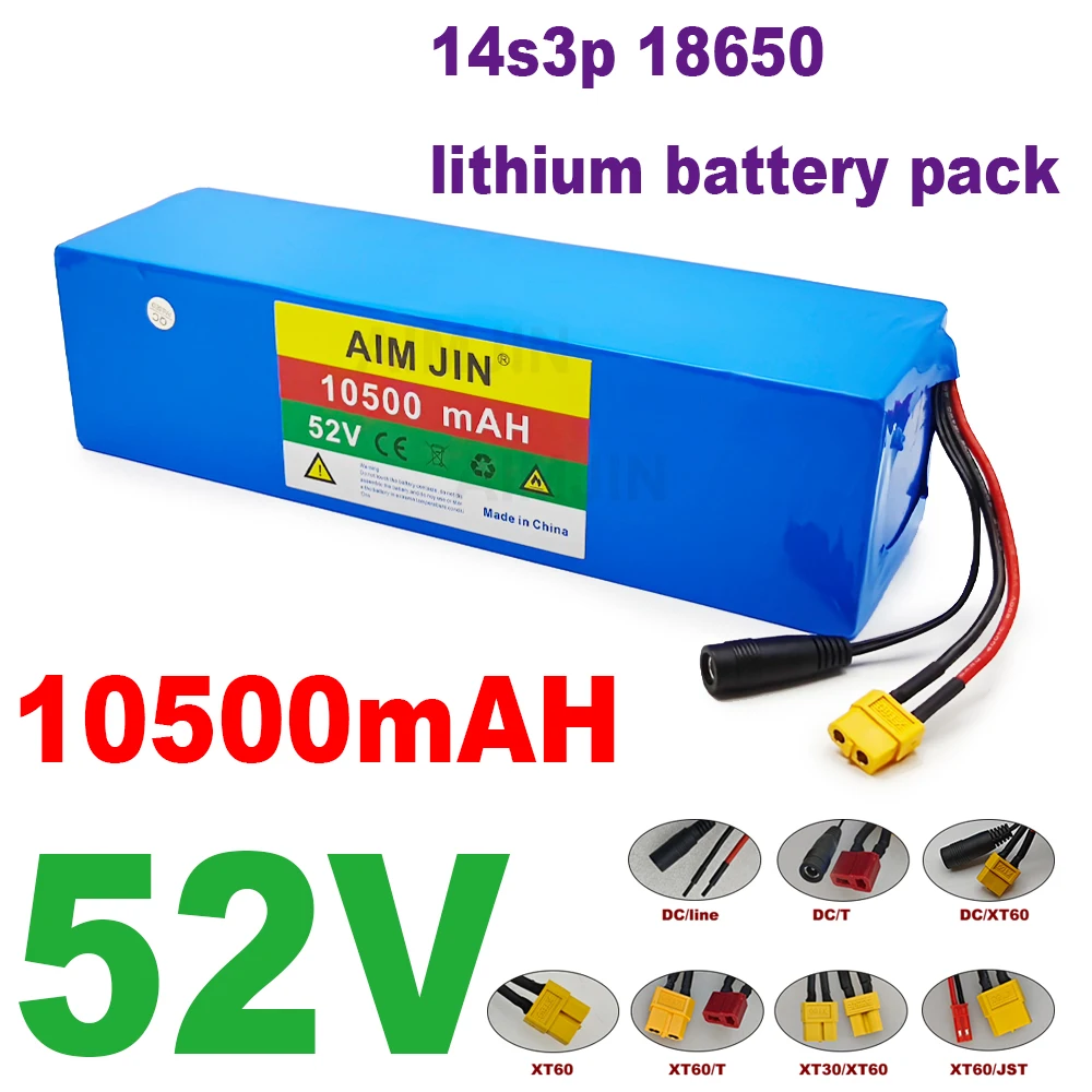 

52V battery For various electronic devices and transportation equipment rechargeable lithium 10.5AH 18650 14S3P with BMS