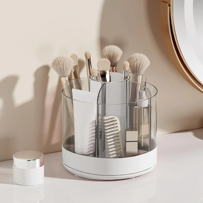 حامل قلم دوران 360 درجة ، 6 فتحات ، حامل قلم رصاص للمكتب ، منظمي المكتب ، اللوازم المكتبية ، المكتب المنزلي ، دائم ، أبيض