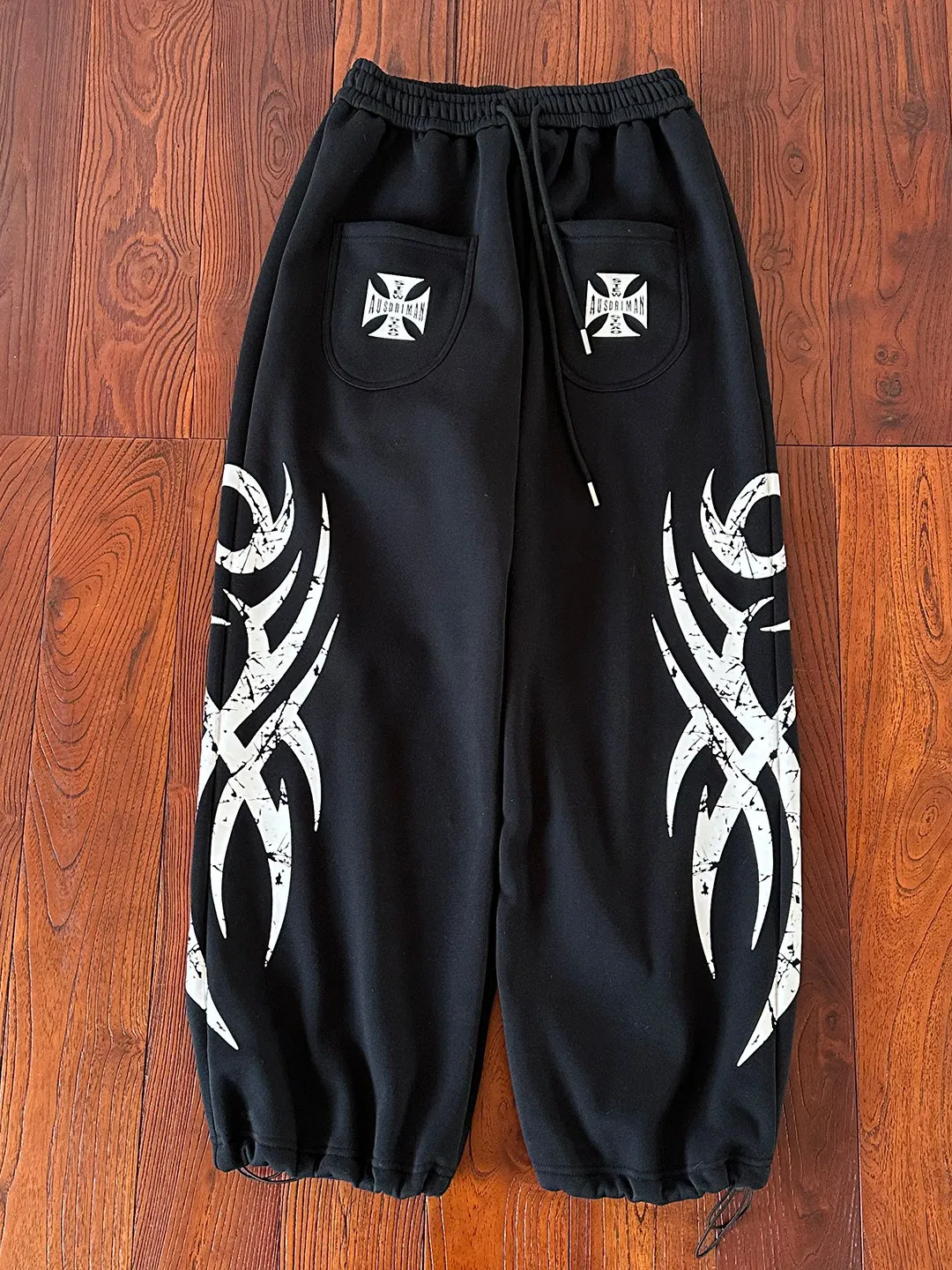 

Мужские повседневные брюки в американском ретро-стиле с принтом, свободные, широкие, прямые, в пол, для молодежи