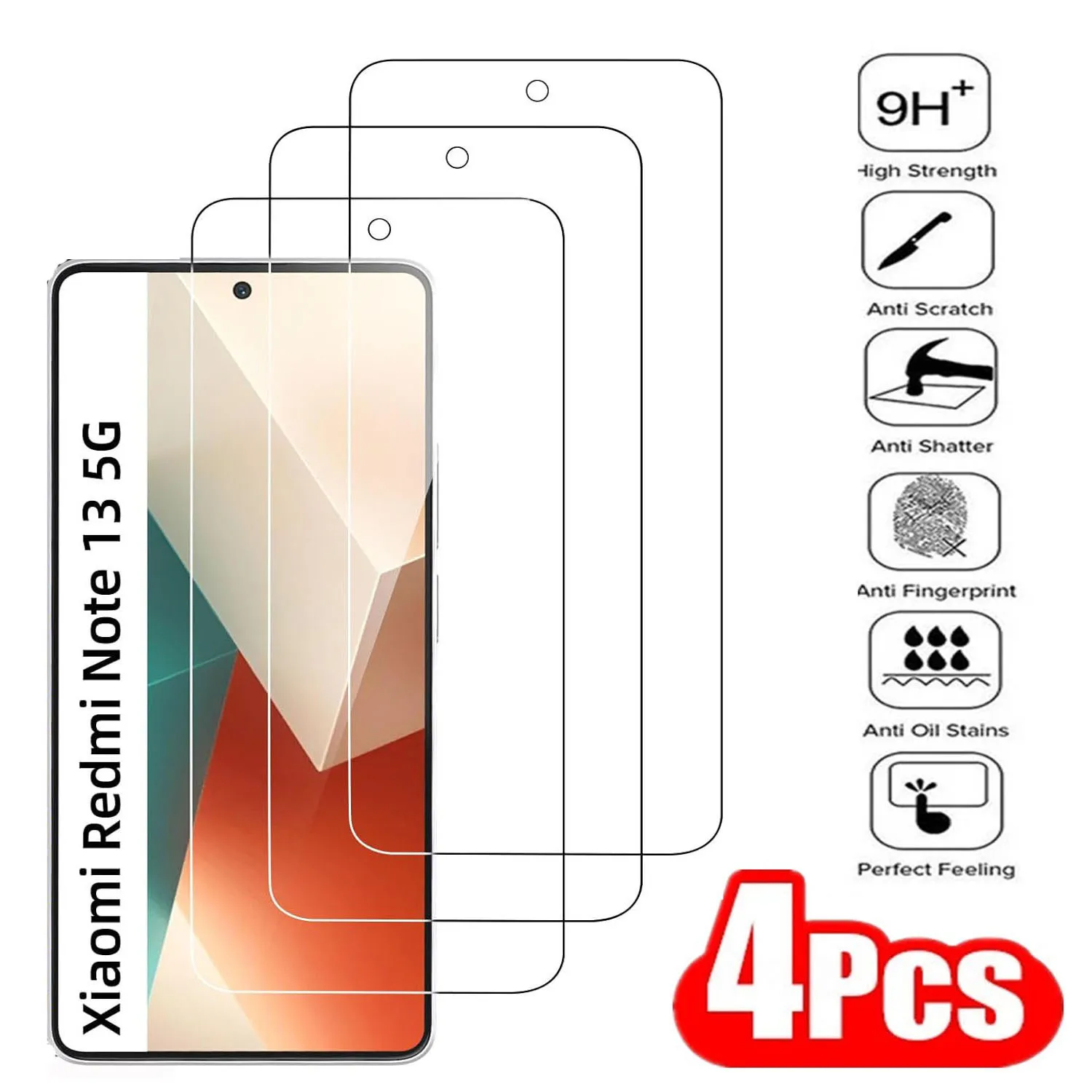 2/4Pcs Tempered Glass For Xiaomi Redmi Note 13 Pro 4G/5G 9H Screen Protector