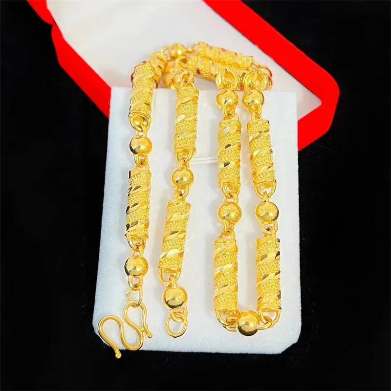 

Gold Shop Мужское и женское ожерелье в одном стиле, полосатая золотая цепочка с колонной, красивая и красивая ювелирная цепочка, подарок 9999, 24 карата, настоящая золота