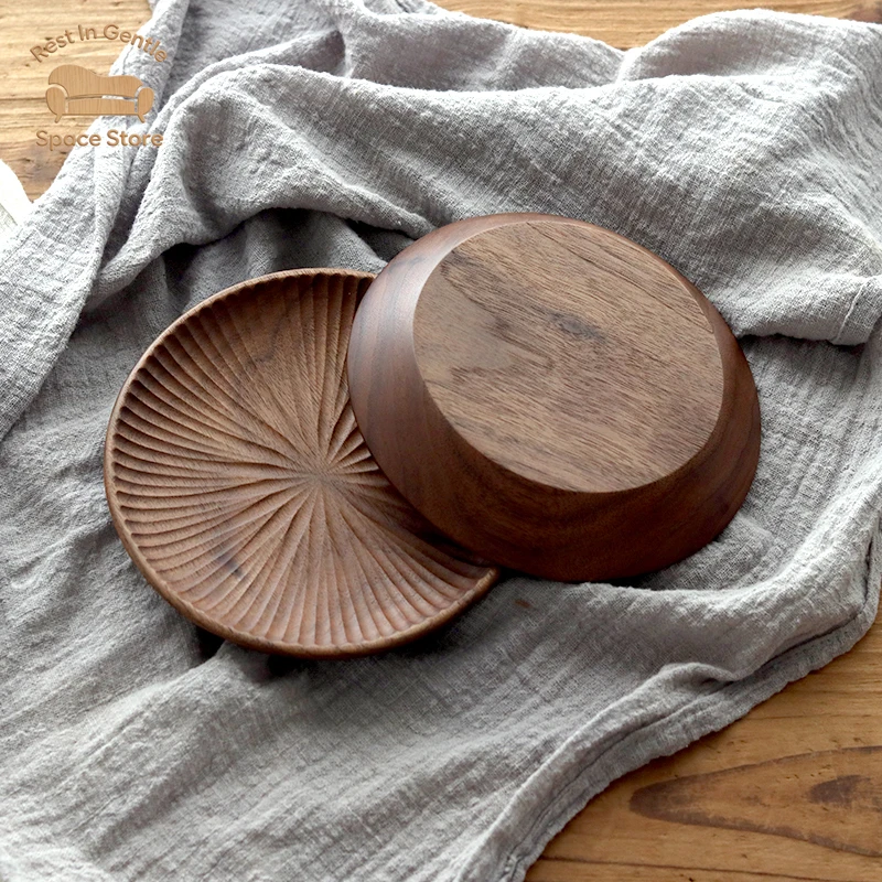Creative Japanese Wooden  Dried Fruit Snack  Round Wooden Plate Whole Wooden Square Pat Solid Wood Triangle Plate