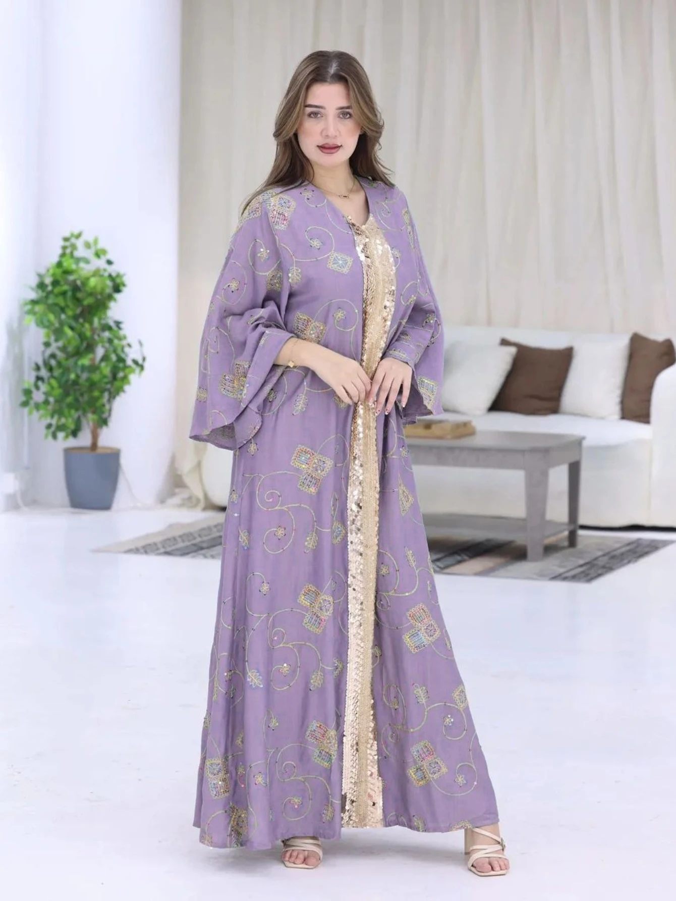 

Eid Women Party Dress Abaya Muslim Ramadan Jalabiya Sequins Party Dresses Dubai Long Robe Kaftan Islam Vestidos Largos 2025