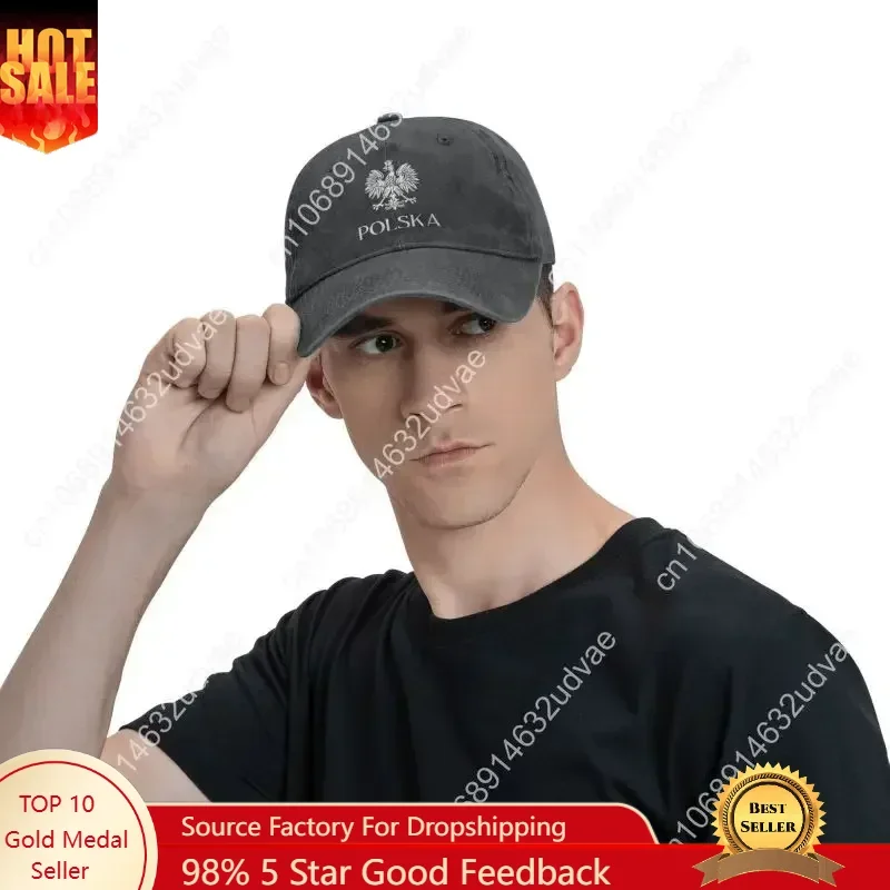 

Personalized Cotton Poland Polska Flag Baseball Cap Women Men Breathable Lewandowski Polish Coat of Arms Dad Hat Streetwear
