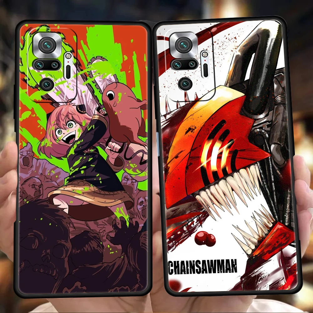 C-Chainsaw Man Phone Case Cover for Redmi 13C 10C Note 13 12 10 11 Pro Plus 7 8T K40 K50 Gaming Pro Plus 5G Soft Shell Capas Bag