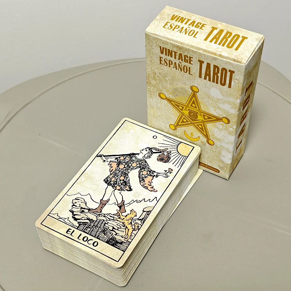 Vintage Tarot Deck Spanish Edition 10.3*6cm 78 Pcs Tarot Cards Based on Rider Waite System Espanol